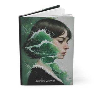 Personalized Matte Hardcover Journal, Ocean Wave Art, Sewn Binding (150 Pages) image 2