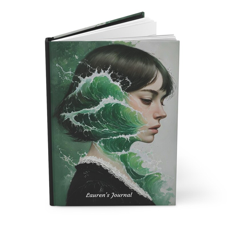 Personalized Matte Hardcover Journal, Ocean Wave Art, Sewn Binding (150 Pages) image 2