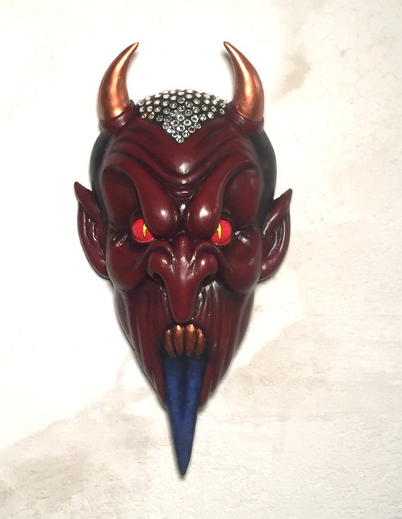 Deep Red Devil Wall Hanging Relief Sculpture Etsy