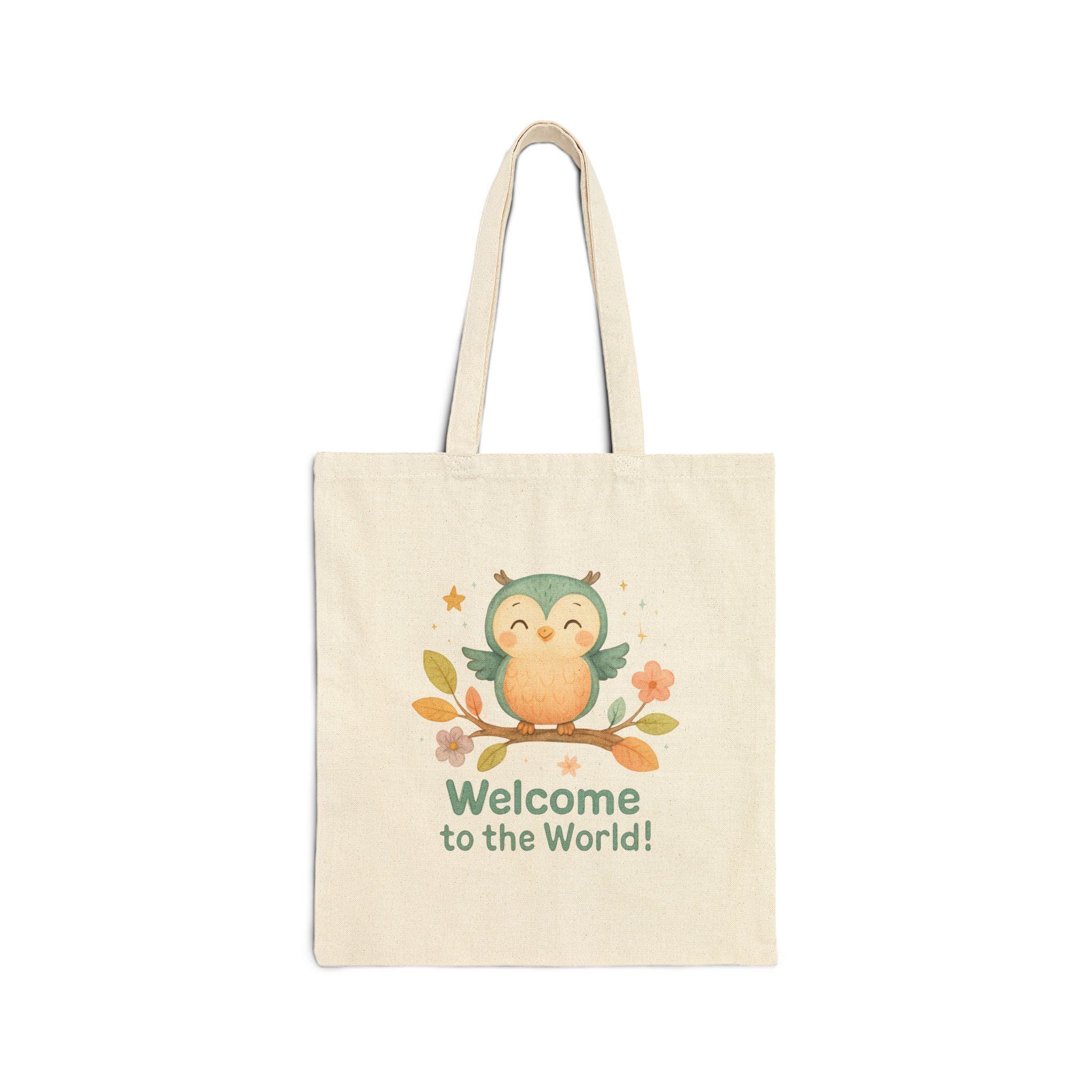 Welcome to the World Owl Tote bag | Baby Shower, Newborn Announcement