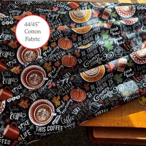 100% Cotton-Black Pumpkin Spice Latte (61)- (cut as one continuous piece whenever possible)