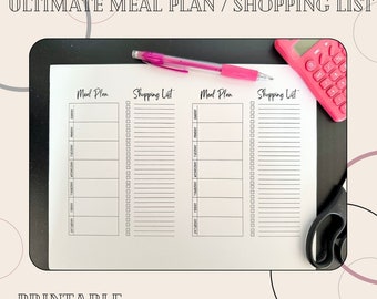 Ultimate Meal Plan with Shopping List Never Forget a Thing Again!  Printable pdf - INSTANT DOWNLOAD