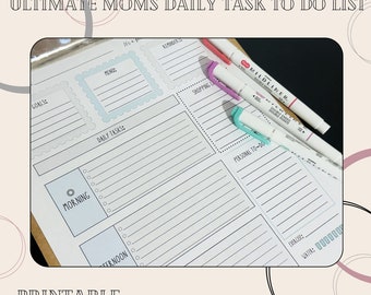 Ultimate Busy Moms Daily Task Chart Tracker Track Water Exercise Meal Plan To Do Shopping list blank Printable pdf - INSTANT DOWNLOAD