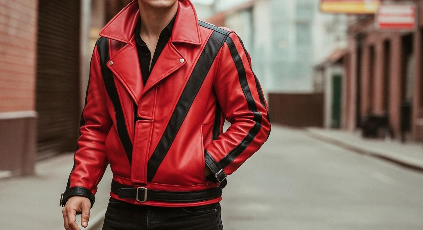 Michael Jackson Thriller Jacket | Red Leather 80s Costume - Etsy