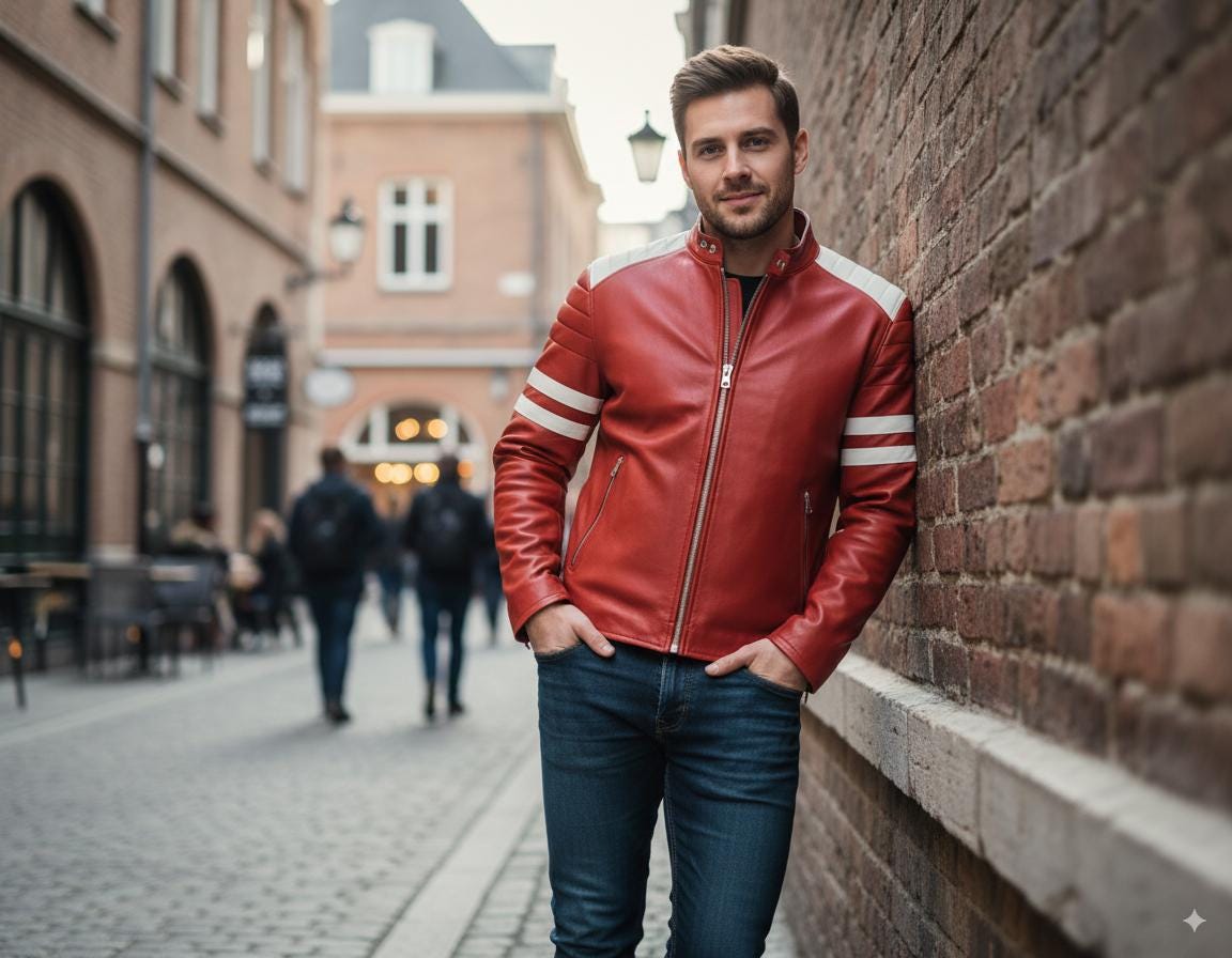 Tyler Durden Fight Club Red Leather Jacket | 90s Biker Style - Etsy