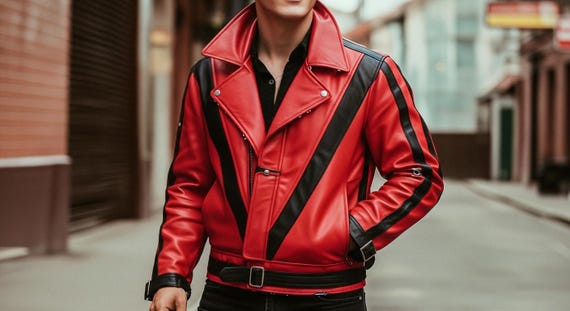 Michael Jackson Thriller Jacket | Red Leather 80s Costume - Etsy