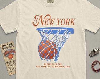 New York Basketball Shirt, Retro NY BBall Streetwear Tee, Vintage NYC Hoops Graphic Shirt, Comfort Colors Basketball Fan Tee