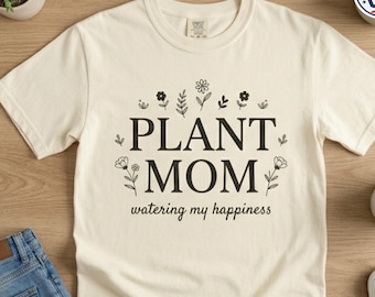 Plant Mom Shirt, Botanical Plant Lover Tee, Comfort Colors Gardening Graphic Shirt, Minimalist Cottagecore Shirt, Flower Lover Gift