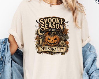 Spooky Season Is My Personality Shirt, Comfort Colors Retro Halloween Tee, Groovy Pumpkin Shirt, Vintage Spooky Gift