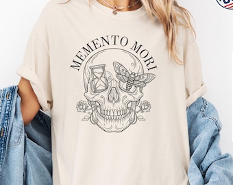 Memento Mori Shirt, Comfort Colors Stoic Philosophy Tee, Dark Academia Skull Graphic Amor Fati Top