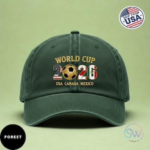 2026 World Cup Hat with Custom Graphics, Vintage Style Adjustable Cotton Cap, Soccer Fan Dad Hat, USA Canada Mexico (Personalized Print)