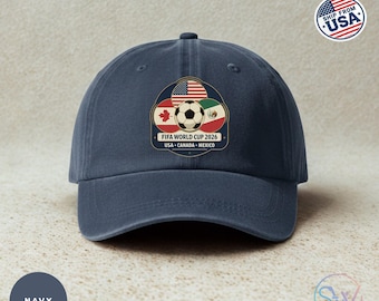 2026 World Cup Hat, Vintage Style Adjustable Cotton Cap, Soccer Fan Dad Hat, Unisex Football Hat
