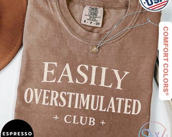 Easily Overstimulated Club Shirt, Comfort Colors Introvert Tee, Neurodivergent Graphic Shirt, Indie Aesthetic, Sensory Support Tee