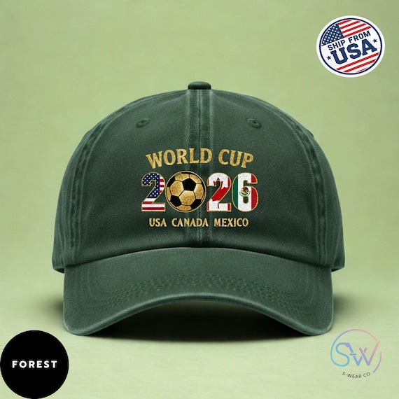 2026 World Cup Hat, Vintage Style Adjustable Cotton Cap, Soccer Fan Dad Hat, USA Canada Mexico