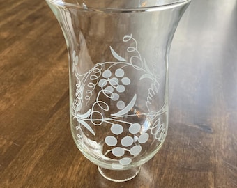 Vintage Clear Glass Hand Etched Grave Vine Hurricane Shade