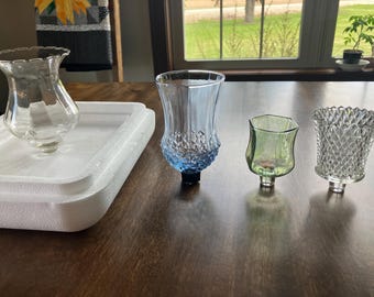 Replacement Vintage Glass Peg Votive Holders - Clear Tulip, Clear Diamond Point