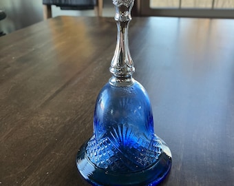 Avon Cobalt Blue Glass Bell Vintage Cologne Bottle 7"