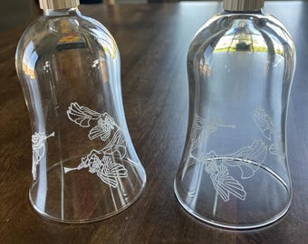 Etched Angels Clear Glass Peg Votives - Set of 2