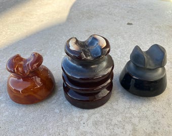 Vintage Electric Line Ceramic Insulators Set of 3