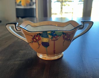Noritake Lusterware Japanese Lantern 2-Handled Vintage Sugar Bowl