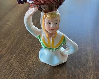 Brinnco Half Doll Porcelain Vintage Salt Shaker 3.5"