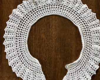 Hand Crochet Vintage White Cotton Detachable Peter Pan Collar