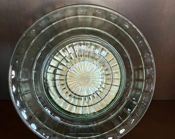 Anchor Hocking Block Optic Depression Glass Uranium Dinner Plate 9.25"