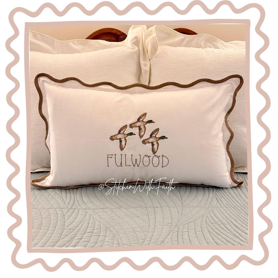 Scalloped Duck Pillow Covers | Customizable Name