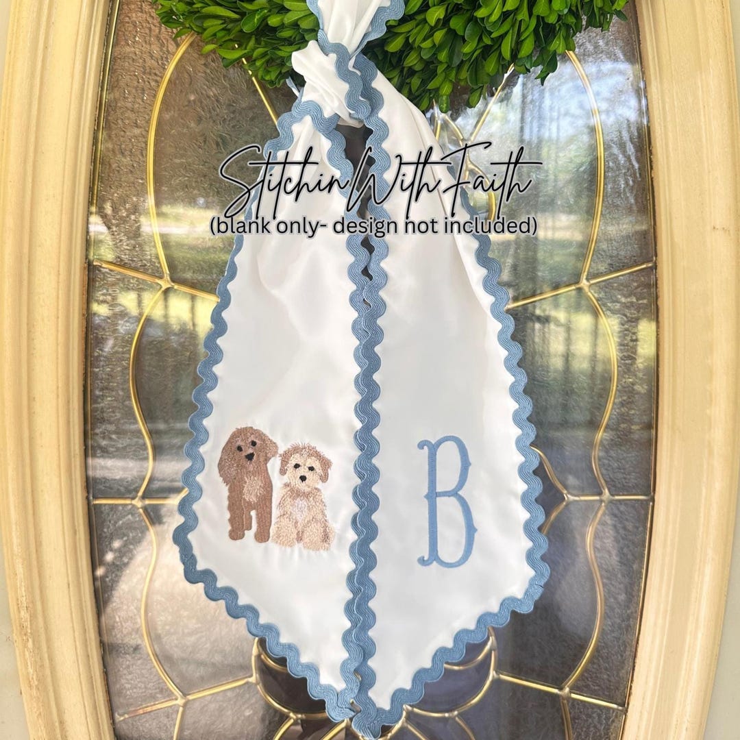 Embroidery Blank - Wreath Sash With Ric Rac Trim - Etsy