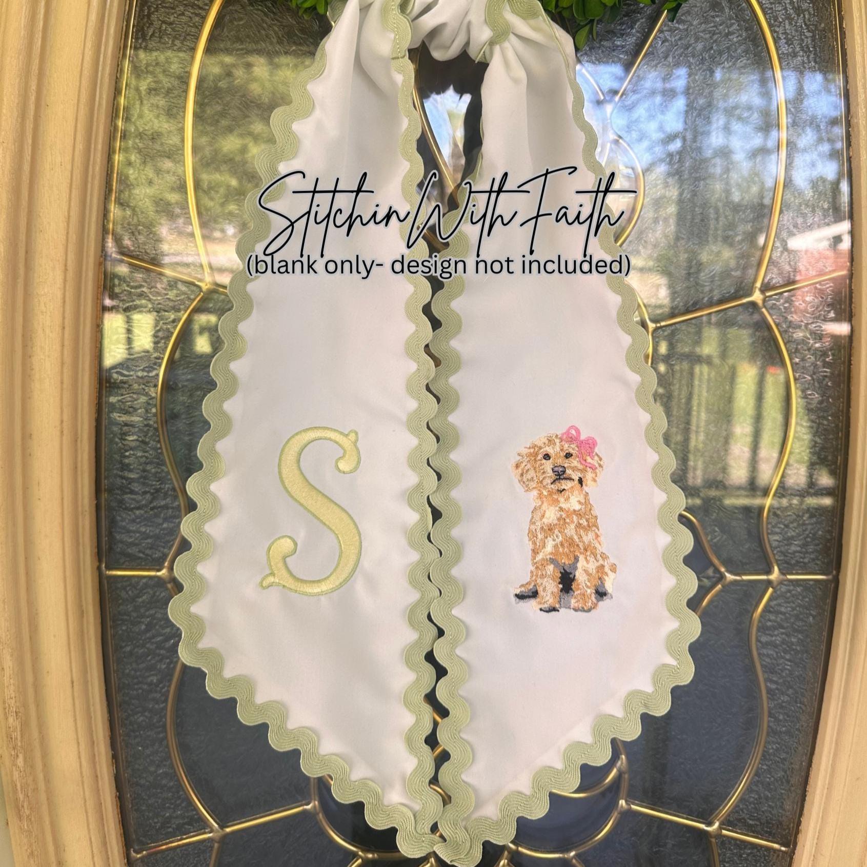 Embroidery Blank - Wreath Sash With Ric Rac Trim - Etsy