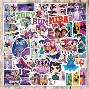 Kpop Demon Hunters Sticker Sheet - 3D Anime, Korean Idol Movie, Huntrx, Saja Boys Waterproof Sticker, Bottle, Phone, Scrapbook, Party Decor