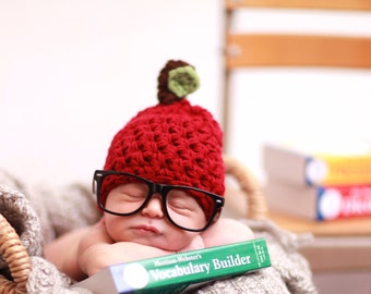 Baby Apple Hat Boy Girl Teacher Newborn Crochet Red Green Fall Boy Girl 6-12 3-6 12-24 mos toddler Photo Studio Prop Photography Hats Beanie