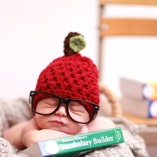 Baby Apple Hat Boy Girl Teacher Newborn Crochet Red Green Fall Boy Girl 6-12 3-6 12-24 mos toddler Photo Studio Prop Photography Hats Beanie