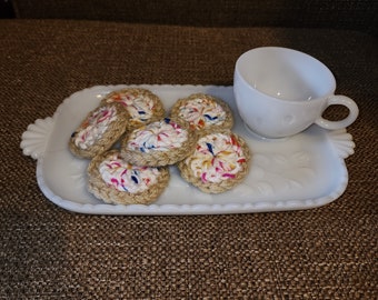 Crochet Frosted Cookies iced icing tiered tray play food pretend decor bakery display play pretend food dessert crocheted