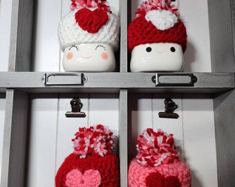 4 piece set Valentine's Day Valentine heart hearts Hat Marshmallow Mug Tiered Tray Rae Dunn pink red hats love ears pink ears