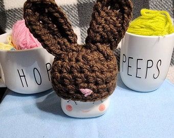 Chocolate Bunny Hat Marshmallow Mug Tiered Tray Easter Rae Dunn rabbit hats bunnies brown ears