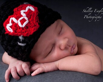 Baby Boy Hat Heart Mom Hat Tattoo Beanie (or Dad) Newborn ANY size color Photo Prop Hat heart baby 0-3 3-6 6-12 mos valentine toddler child