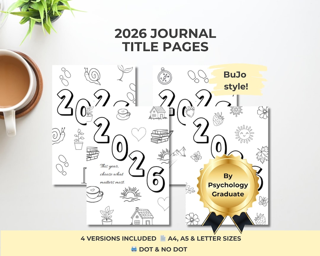 2026 Cover Page Bundle | Printable Bullet Journal Title Page | 2026 ...