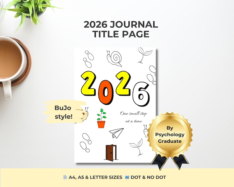2026 Planner Cover Page | Printable Bullet Journal Title Page | Small ...