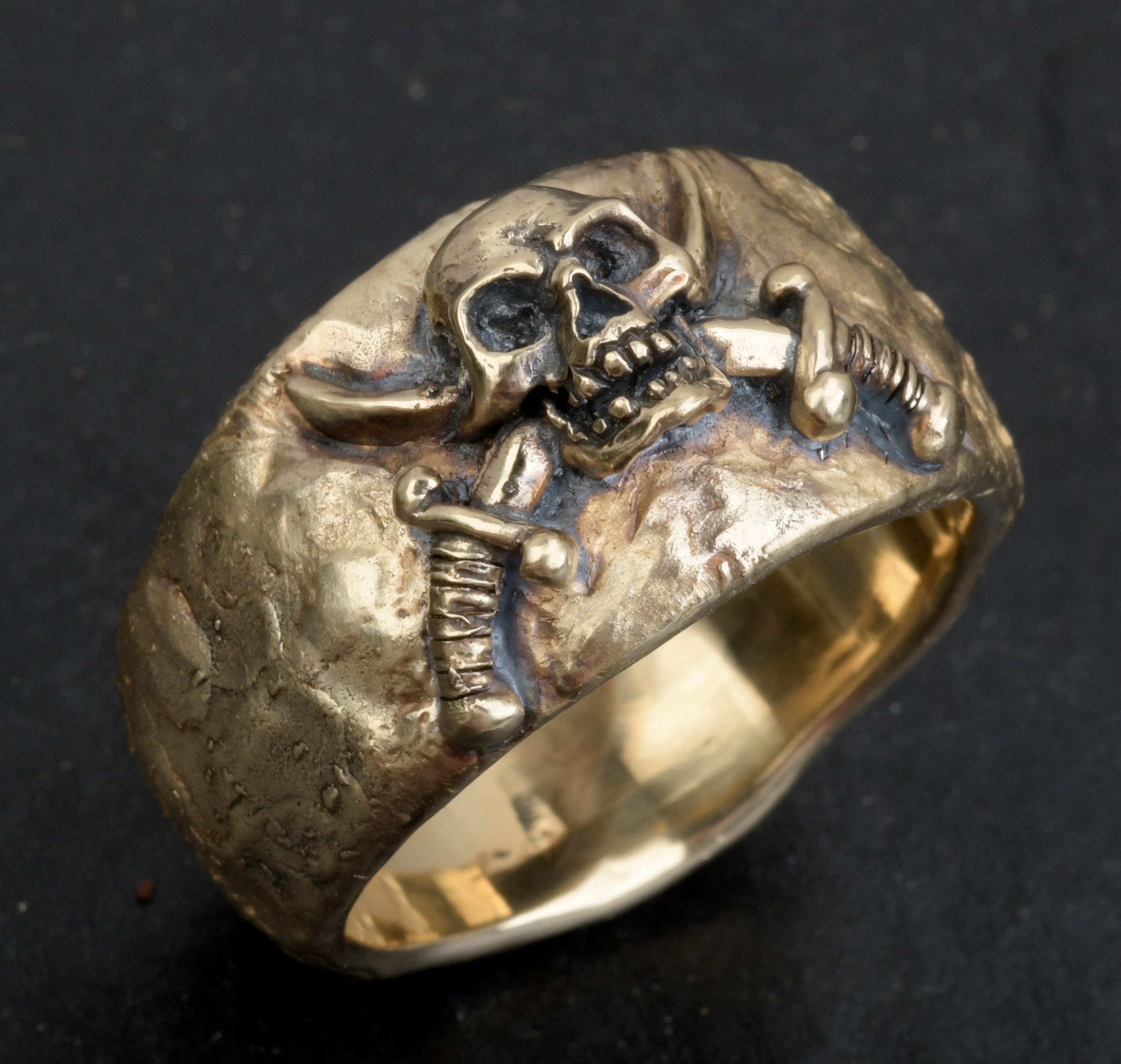Metalic Yellow Gold Brass Skull Ring (Ring Size 6)|Amazon.com