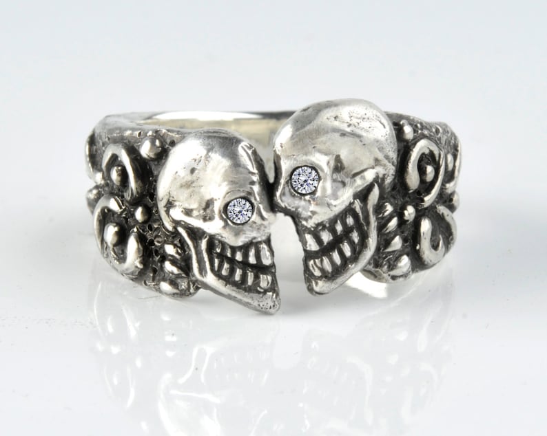 Skull Ring Diamond Skull Wedding Ring Mens or Women's Etsy