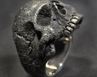 Skull Ring, Silver Skull Ring, Small-Medium Skull Ring, Mens and Womens Silver Skull Ring, Decayed Vintage Finish