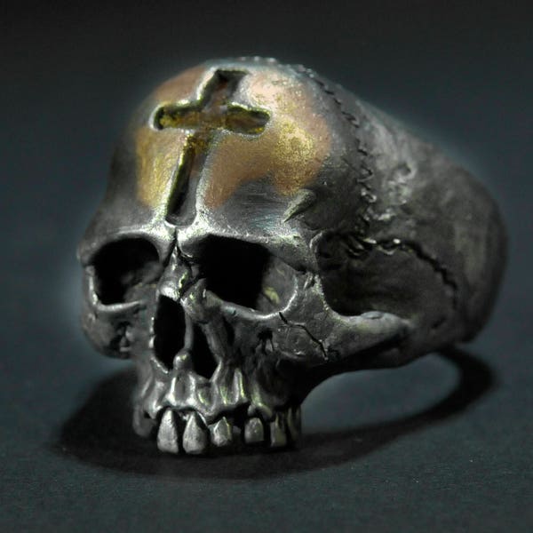 Cross Skull Ring,Gold Skull Ring, silver skull ring,mens skull ring