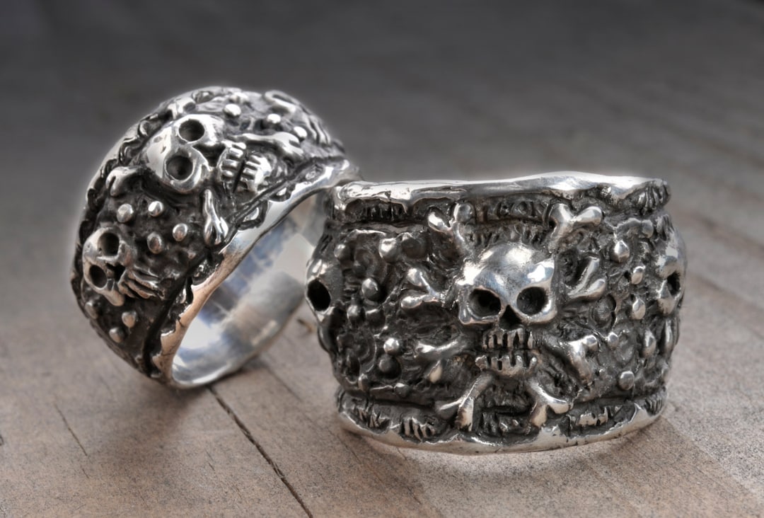 Skull Wedding Ring Set,pirate Wedding Rings,silver Skull Ring,silver