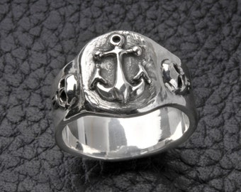 Anchor Ring in solid sterling silver, Nautical Ring,Pirate Ring,Mens,Womens,wedding ring,engagement ring