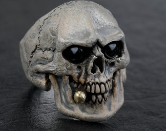 Skull ring,silver skull ring, silver skull,mens skull ring,  Smilin Jack, cigar