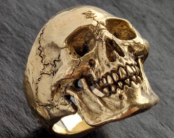 Gold Skull Ring,Large Size,14K Solid Gold Skull Ring,skull ring,Jack Sparrow