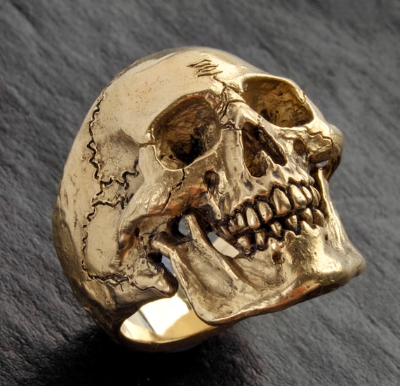 Anillo de calavera de oro tamano grande anillo de calavera de oro macizo de 14 quilates anillo de calavera Etsy Mexico