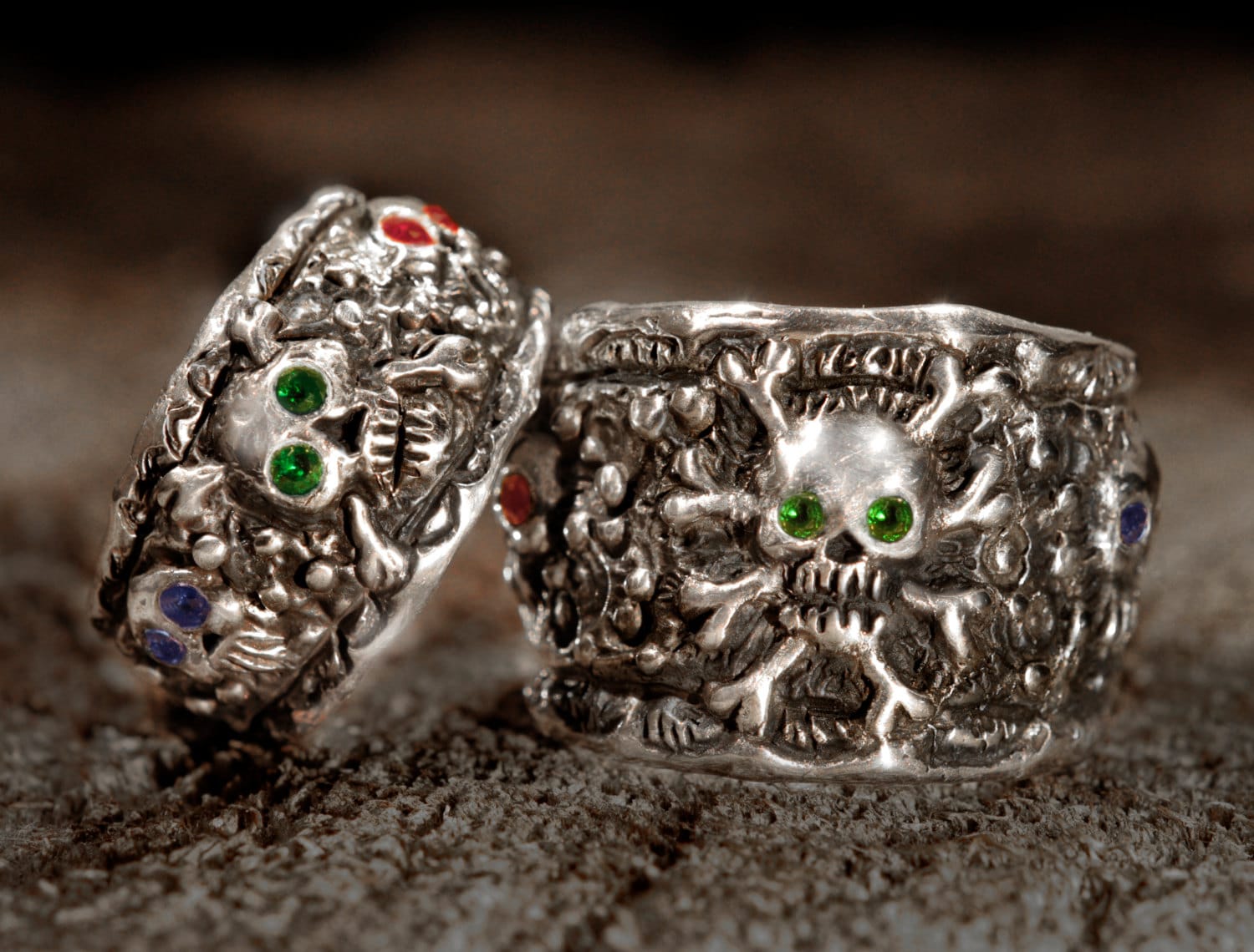 Skull Wedding Ring Setpirate Wedding Ringssilver Skull Etsy