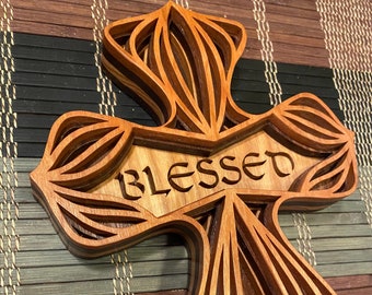 Blessed Cross Layered Scroll Saw Pattern, laser, CNC Pattern pdf and svg / DIY Christmas Gift